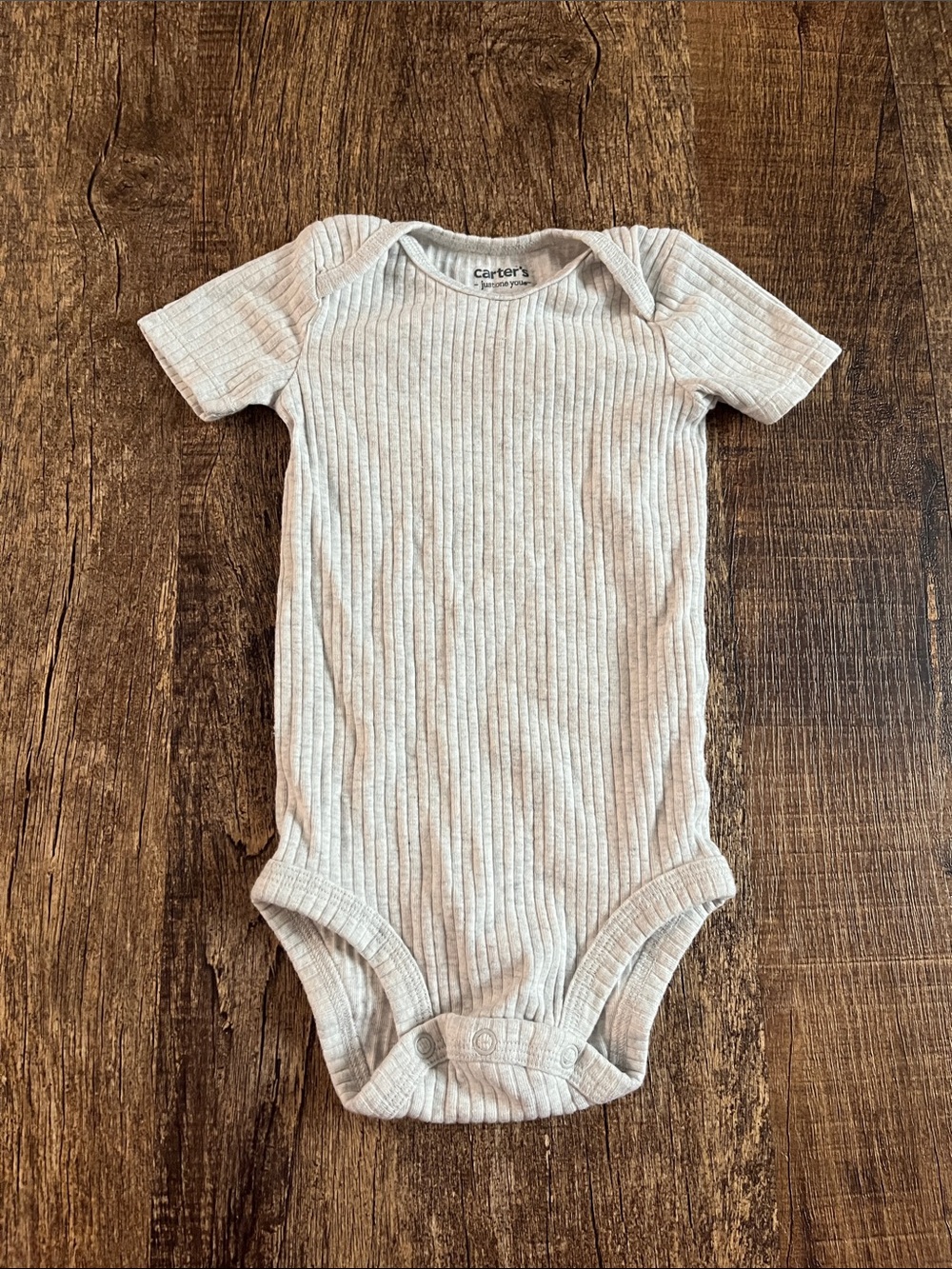 Carter's Cream Ribbed Short Sleeve Baby Bodysuit